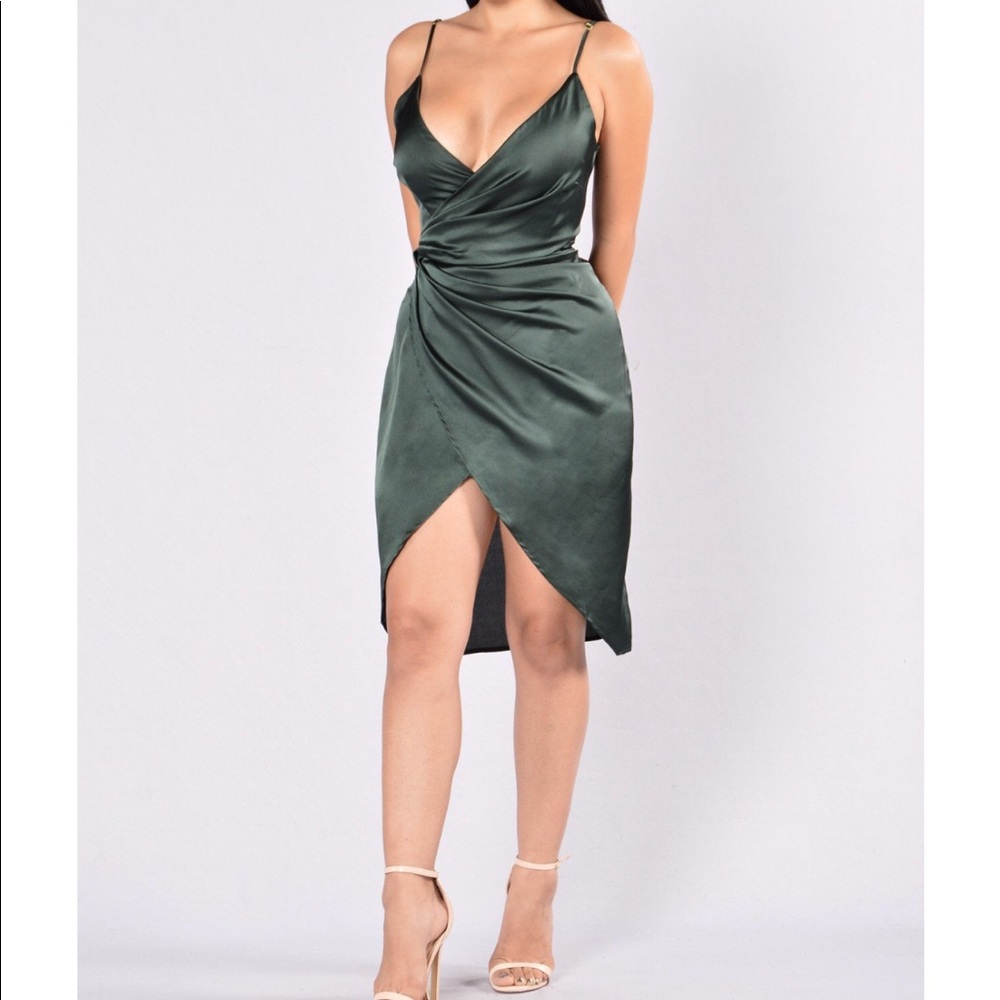 Hunter green satin dress! Worn once!